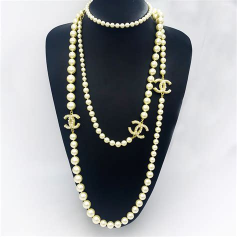 chanel classic necklace|authentic chanel pearl necklace.